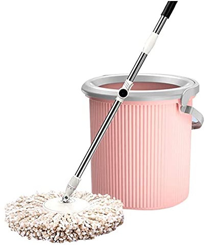 BKWJ Mopas giratorias para Limpieza de Piso, trapeador y Cubo con Conjunto de escritorios, trapeador de Giro y cubeta, con Cabezas de Microfibra MOP