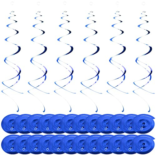 NATUCE - 30 remolinos Colgantes para decoración de Remolino de Techo, Guirnalda en Espiral, serpentinas Colgantes para cumpleaños, Boda, decoración de Fiesta (Azul)