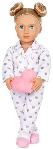 Our Generation - Serenity - 46 cm-Schlummerparty-Puppe - Blondes Haar & Blaue Augen - Pyjama-Outfit mit Herzmotiv - Vorgetäuschtes Spiel - Spielzeug für Kinder ab 3 Jahren