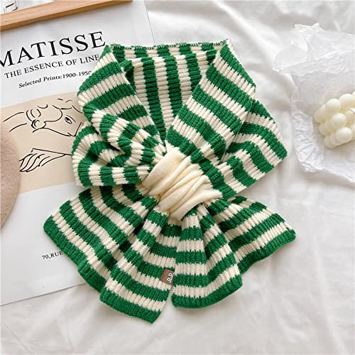 Bysonglezai Schals Damen Tücher Halstuch Scarf Gestreiftes Garn Halstuch Mode Frauen Strickschal Winter Warm Kleine Skinny Schalldämpfer Foulard 26x90cm WJ20-4
