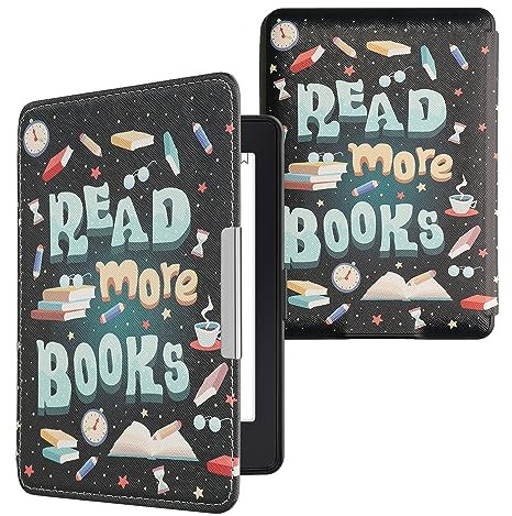 kwmobile Klapphülle kompatibel mit Amazon Kindle Paperwhite Hülle - eReader Case (für Modelle bis 2017) - Lies mehr Bücher Blau Gelb Grün