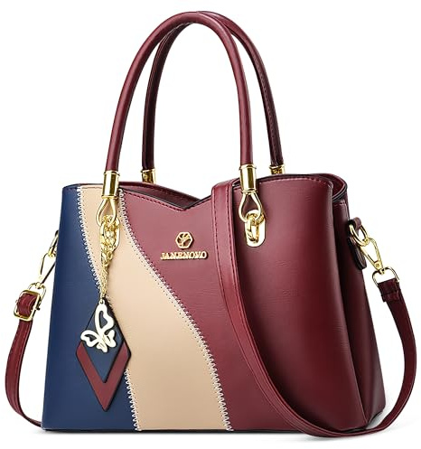 FOLOVEYA Borsa a Mano Donna Moda Borse a Tracolla Tote Impermeabile Borsa a Spalla Molte Tasche Borsetta Satchel per Business Ufficio Viaggio Shopping Vacanza Università in Pelle PU Rosso