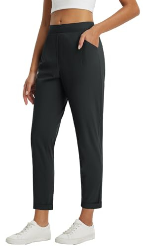 baleaf Womens Pants Petite Travel Pants Stretchy Work Pants Dressy Business Casual Slacks Golf Airport Clothing Summer Black S