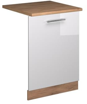 Vicco Façade de Lave-Vaisselle Fame-Line, Blanc Haute Brillance, 60cm, PT Chêne, à Combiner avec d'autres modules de la série Fame-Line