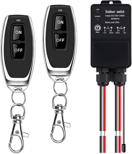 Funkschalter Wasserdicht, AC 240V 220V 30A Fernbedienung Schalter, Relais Drahtloser Schalter für Lampe, Diebstahlalarm, Rollentür, Pumpen, Elektrische Ausrüstung usw