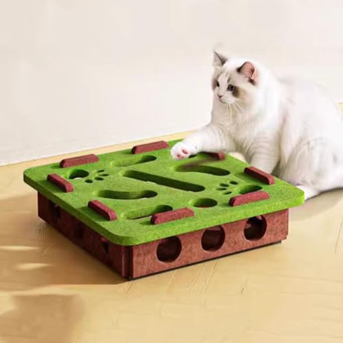 Kaseremy Katze interaktive Puzzle Spielzeug, Filz Labyrinth Katzenspielzeug Selbstbeschäftigung Ball mit Glocken für Indoor-Katzen Kätzchen Erwachsene (Grüner Platz)