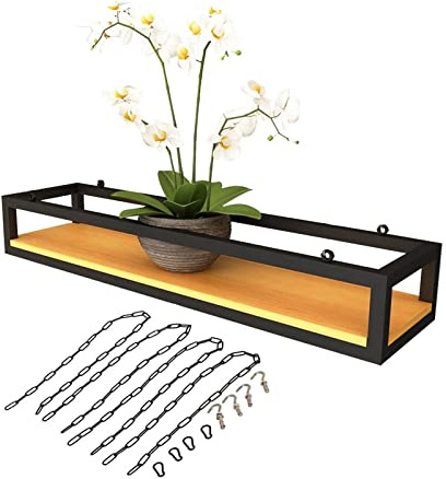 Ceiling Shelf Flower Pot Rack Storage, Ceiling Hanging Flower Stand, Adjustable Ceiling Floating Shelves, Creative Plant Railing Shelf, Hanging Flower Stand (Size : 80X25X15CM)