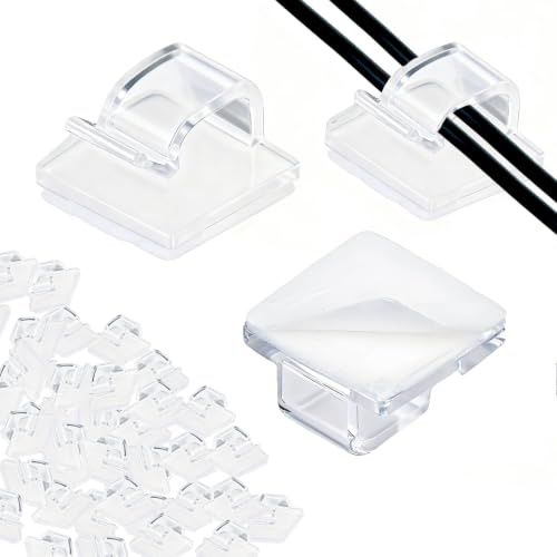 100PCS Adhesive Cable Clips, Outdoor Light Hooks Cable Tidy Wire Clips | Transparent Cable Tidy Clips, Christmas Hanging Decorations Fairy Light, For Cable Management, Wall Cable, String Lights