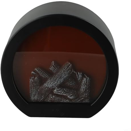 TONIXY Lanterne de cheminée avec effet de flamme réaliste, lampe de table économe en énergie pour intérieur ou extérieur, design rond noir portable