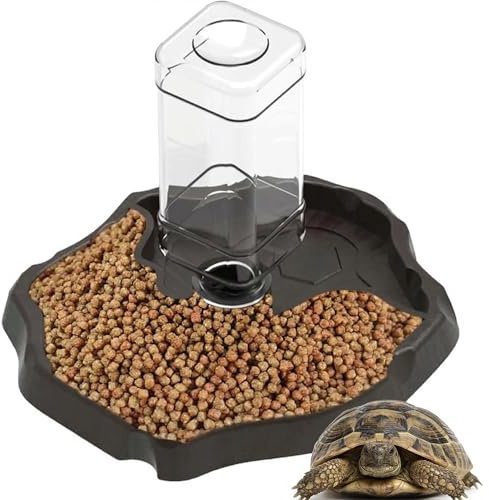 SHIQUAN 2 en 1 tortugas cuenco de agua con botella | Material seguro, accesorio para tortugas, adecuado para reptiles como casa de tortugas, lagartos, hámsters y serpientes