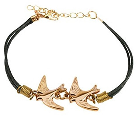 beyoutifulthings Wickel-Armband TAUBEN Länge 250mm Breite 2,88mm verstellbar Karabinerverschluss Echt-Leder Edelstahl Seil Unisex schwarz