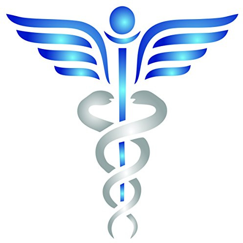 Stencil caduceo – 16,5 x 16,5 cm (L) – The Staff of Hermes Medical Symbol riutilizzabile stencil da parete per pittura