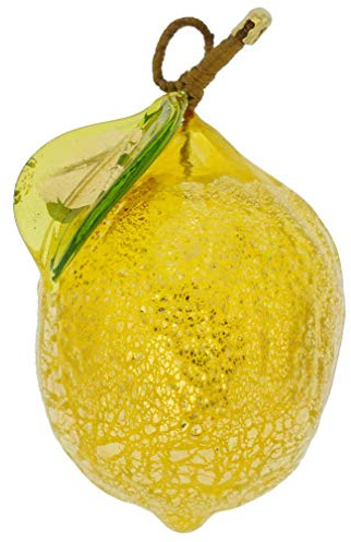 Glass Of Venice Murano Glass Italian Yellow and Gold Lemon Fruit Handmade Collectible Figurine for Kitchen Dining Room Home Decoration. Artisan Gift Made in Italy