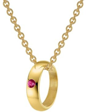 trendor Taufring mit Rubin Gold 585/14 Karat mit plattierter Kette 75401-42 42 cm