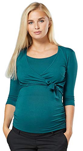 Glad mamma damer 2-i-1 mammatröja bolero amningstopp tunika amningsblus 458p, Flaskgrön, 42 SE