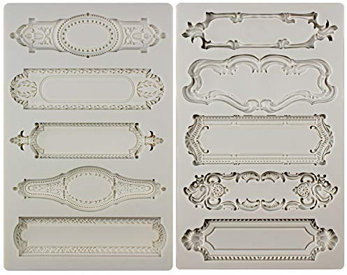 Musykrafties Moldes de silicona de estilo barroco, 2 unidades para placas y etiquetas de objetos
