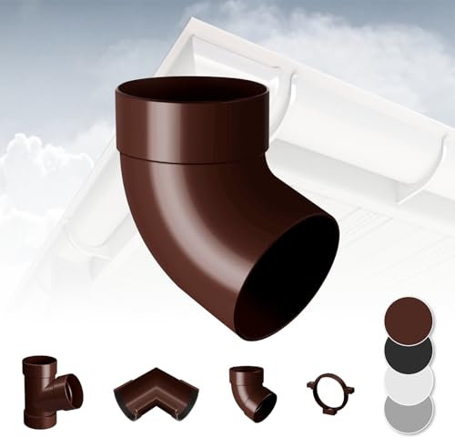 RAINWAY L Regenrinnen System (Rohrbogen 67° einfach braun) - PVC-U Kunststoff in 4 Farben, für Dachflächen > 100m² empfohlen, Eckstück Bogen 67 Grad