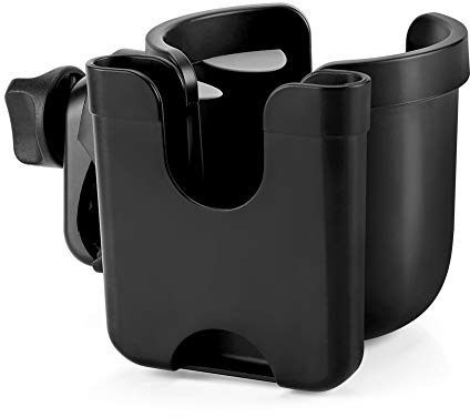 Accmor - Organizador 2 en 1 para carrito de niño con soporte para teléfono y posavasos, soporte universal para taza para la bicicleta, la silla de ruedas, el andador o la silla de paseo