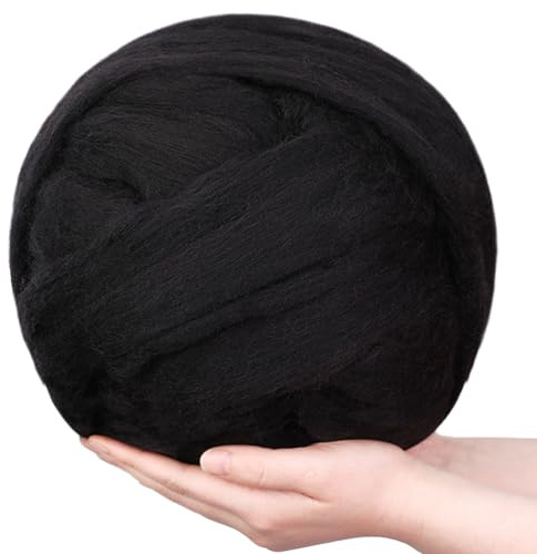 Kuppt 250 g/8.82 oz Filzwolle Schwarz Filzwolle Trockenfilzen | Schafwolle zum Filzen mit Box für Nadelfilzen Trockenfilzen Spinnen Handwerk