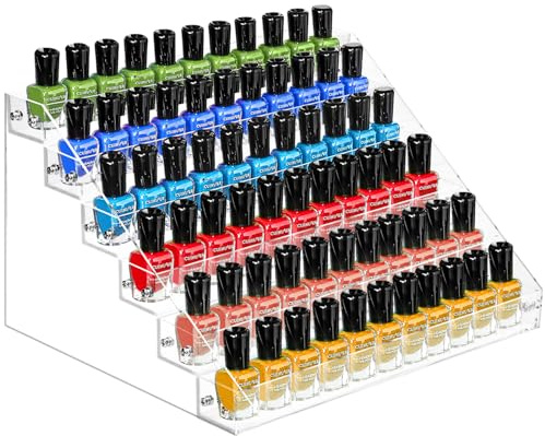 Umirokin Nail Polish Organizer, 6 Tiers Acrylic Paint Rack, Clear Display Holder Storage for Ink Gel Nail Polish Sunglasses Essential Oil Holds up to 54-72 Bottles