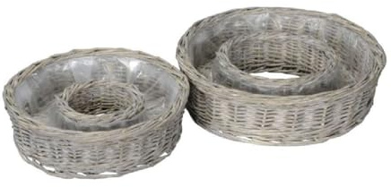 Pflanzring 2er Set I Weide I Ø30x9cm + Ø37x10cm I grau I mit Folie