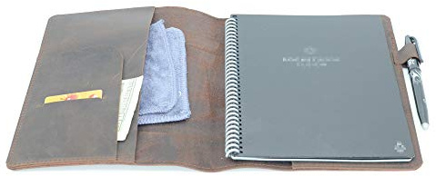 JJNUSA Kompatibel mit Rocketbook Cover Smart Business handgefertigtes Notizbuch aus echtem Leder für Everlast Fusion Wave Moleskin A5 Executive 22,4 x 15,2 cm Dunkelbraun