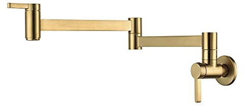 HomeLava Faltbar Wandmontage Küchenarmatur 360° Drehbar Einhebelmischer Spültischarmatur längliche Doppelschalter Kaltwasserhahn Kaltwasser Wasserhahn Küche Armatur Messing