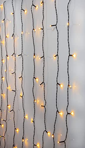 LED-Lichtervorhang Golden Warm White 1,3x2 m von Star Trading, Lichter-Kette schwarz für innen und außen, 120 LEDs extra warmweiß, IP44