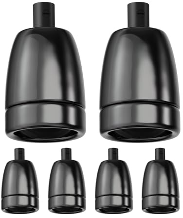 ledscom.de 6x E27 Fassung, Porzellan, schwarz, 230V AC, max. 300W