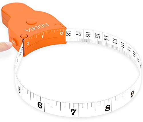 REIDEA Body Measuring Tape (Clip-n-Lock, Eject Release, Retract) 150cm/60in, M2 Upgraded Self-Measuring Tape for Tracking Weight Loss, Tailoring, Handcrafts, Clothes, Orange
