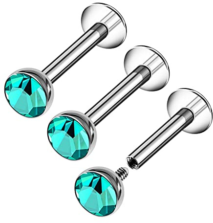 KJM FASHION 3 Stk Stahl Labret 1,2mm 16g Ohrringe Piercing Schmuck
