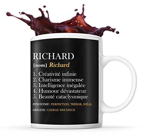 Planetee Tasse prénom Richard Définition Perfection | Mug Prénom humour idéal pour cadeau original et drôle