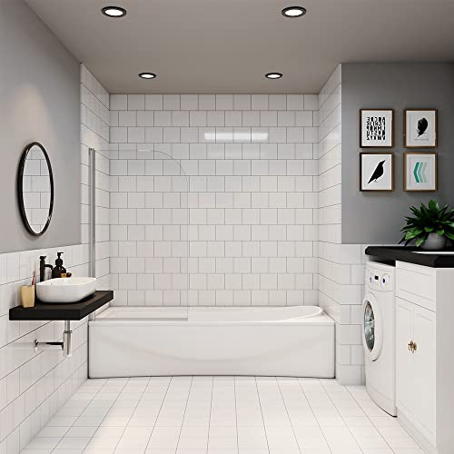 Sky Bathroom Bath Shower Screen 180° Pivot Screen Panel 800x1400mm Safety Tempered Clear Glass Chrome Frame