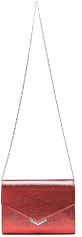 Miss Lulu Damen Clutches Abendtasche mit Kette Besonderer Glitzer Umschlag Kupplung Hochzeit Brautparty Glitzer Elegante Damen-Schultertasche Rot