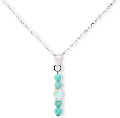Liberty Angels Collana in pietra naturale e opale da donna, realizzata a mano, in argento sterling 925, chiusura regolabile per alleviare lo stress e indossare tutti i giorni, 45 cm, pronta da regalo