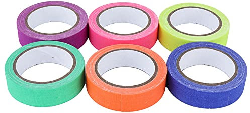 6 Uds Cinta de Tela de Algodón Adhesivo Fluorescente de 6 Colores para Accesorios de Puesta en Escena, Muebles para el Hogar