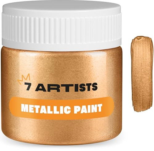 7 Artists Acrylfarbe Bronze Metallic 50 ml – Professionelle Bronze Acrylfarbe mit Glitzer Effekt für Basteln & Malen | Glitzerfarbe für Holz, Leinwand, Ton & Stein | Acrylfarben Metallic Einzeln