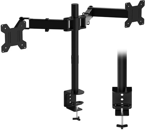ZENO Dual Monitor Stand for 13-32 Screens | Twin Monitor Mount with Desk Clamp | Height Adjustable, Easy Assemble Stand with Full Tilt | Rotation & Swivel Arms | VESA: 75x75 & 100x100mm