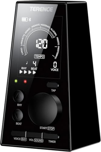 TERENCE Digitales Metronom für Klavier Bass Ukulele Musikinstrumente Metronom Elektronisch mit Lautsprecher LCD Display Einstellbare Lautstärke Rhythmus Timer Zeitfunktion 30-252bpm