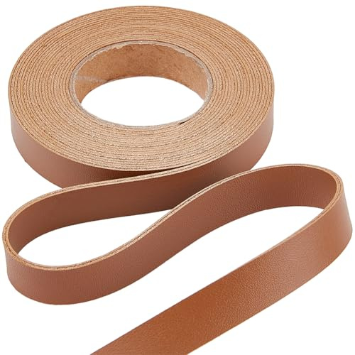 GORGECRAFT 2m*12.5mm*1.7mm Cordoncino in Pelle Piatta Cioccolato Strisce di Pelle Grana Litchi su Entrambi I Lati Corde in Similpelle Fili Intrecciati per Cintura Bracciale Creazione di Gioielli