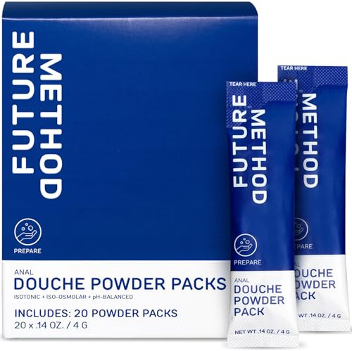 Anal Douche Powder with Reuseable Beaker - pH Balanced & Soothing Anal Flush Cleanser for Enema Bulbs (20 Pack)