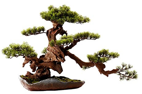 Künstlicher Bonsai-Baum Künstlicher Bonsai-Baum, 42,9 cm, große grüne Simulation, Willkommenskiefer, Bonsai-Baum, Innen- und Wohnzimmerdekoration, Luohan-Kiefer-Kunstbaum, Keramikvase Gefälschte Pflan