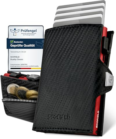 SF SCOFIELD Duality Classic Slim Wallet mit Münzfach | Kartenetui Herren für 9-10 Karten | Geldbeutel Portemonnaie mit RFID Schutz | Wallets for Men | Kreditkartenetui