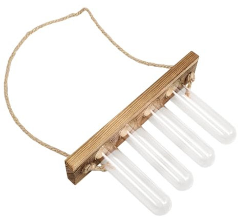 VINTORKY Wandglasvase Mit Holzständer Propagation Station Für Hydroponische Pflanzen Wassertopf Hängende Glasblumenvase Pflanzgefäß Für Stecklinge Büro Zuhause Dekoration