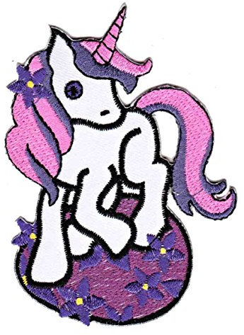 Einhorn Pferd Lila Rosa Aufnäher zum aufbügeln oder aufnähen Bügelbild Aufbügler für Kleidung gestickter Bügelpatch Applikation Blumen Mädchen Unicorn Patch Größe 7,0 x 9,5 cm