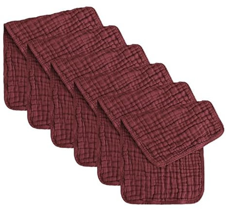 Cubble 6 Pack Musselin Spucktücher für Baby - 50 x 25 cm, 100% Baumwolle, 6-lagige Waschlappen, extra weich und saugfähig Baby Essentials (Rosenholz)