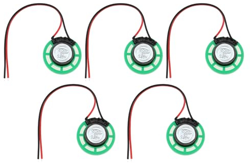 eMagTech Confezione da 5 mini altoparlanti magnetici giocattolo altoparlante di ricambio interno 8 Ohm 0,5 W per giochi elettronici fai da te 26 mm lunghezza cavo 100 mm verde
