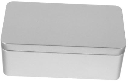 Ciieeo Lata De Almacenamiento Rectangular De Hojalata Plateada 18x9.8x6.5cm Contenedor Multifuncional Para Dulces Galletas y Joyas Caja a Prueba De Humedad Para Cocina Gran Espacio De Almacenamiento
