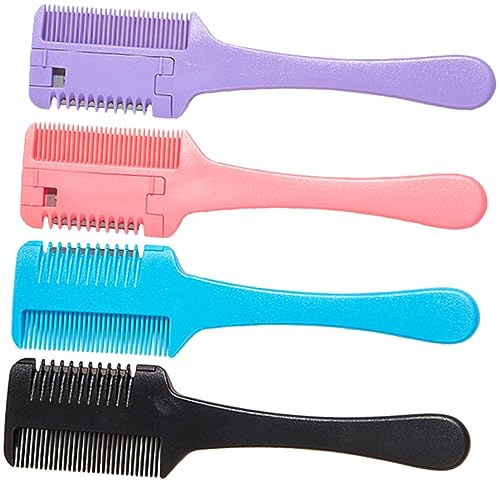 HAPINARY 4stücke Haarschneidekamm aus Pp-material mit Doppelrasierer für Trimmen und Ausdünnen Haarschneidekamm für Styling und Pflege zu Hause