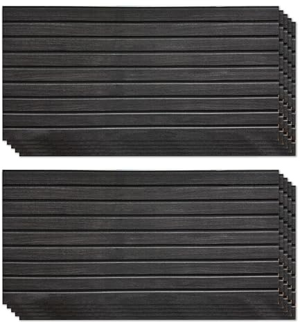 K&B Panels 3D Wall Panels, Realistic Wood Effect Styrofoam Wall Panelling Kit, Lightweight, Easy to Install, Dual Insulation to Reduce Acoustic Noise, Indoor & Outdoor (Dark Grey) (10 Panels)